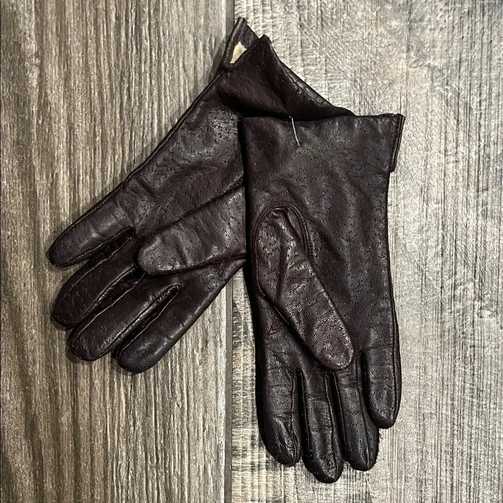 Vintage Dark Brown Leather Gloves